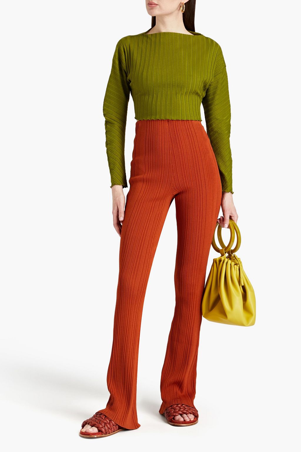 SIMON MILLER Zippie cropped ribbed jersey top
