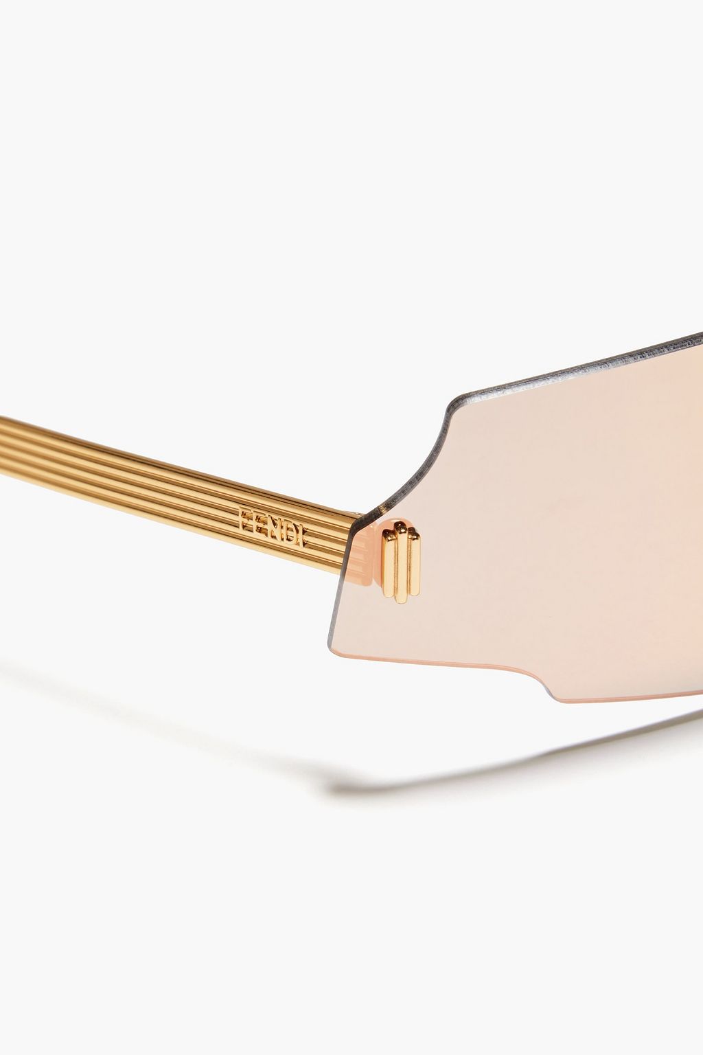 FENDI Rectangle-frame gold-tone mirrored sunglasses