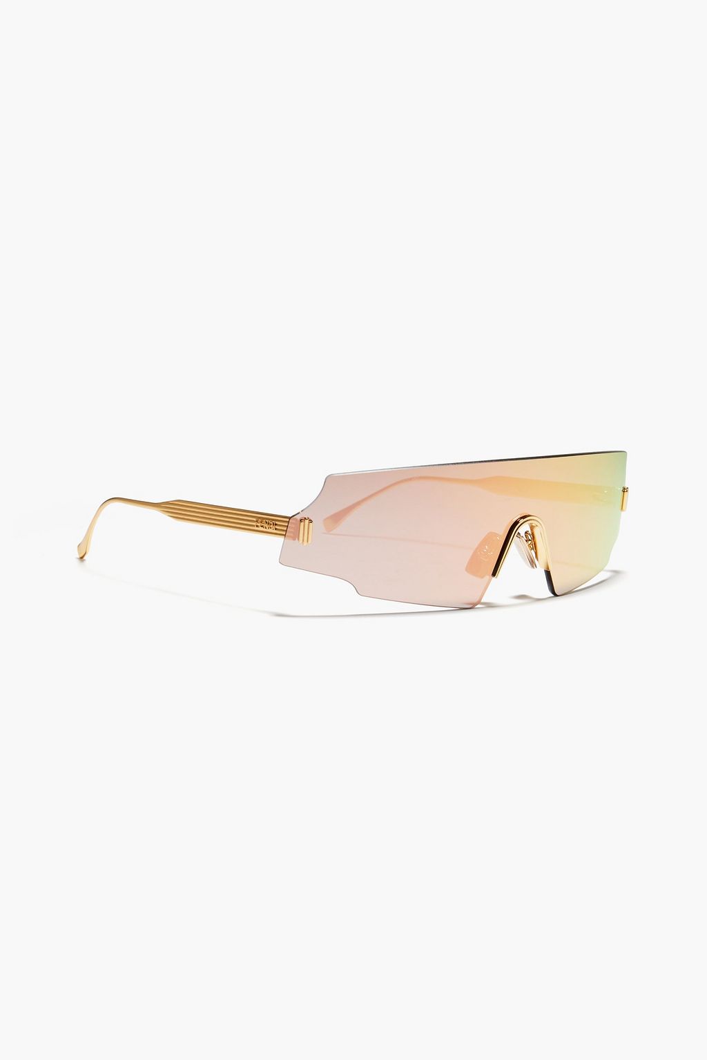 FENDI Rectangle-frame gold-tone mirrored sunglasses