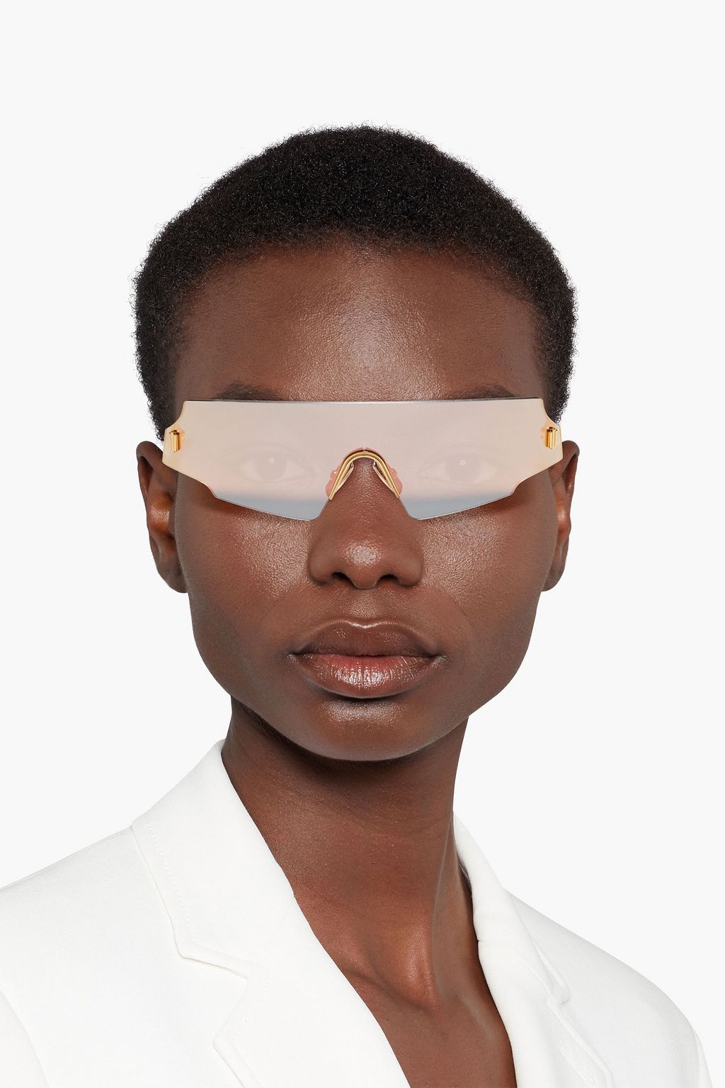 FENDI Rectangle-frame gold-tone mirrored sunglasses