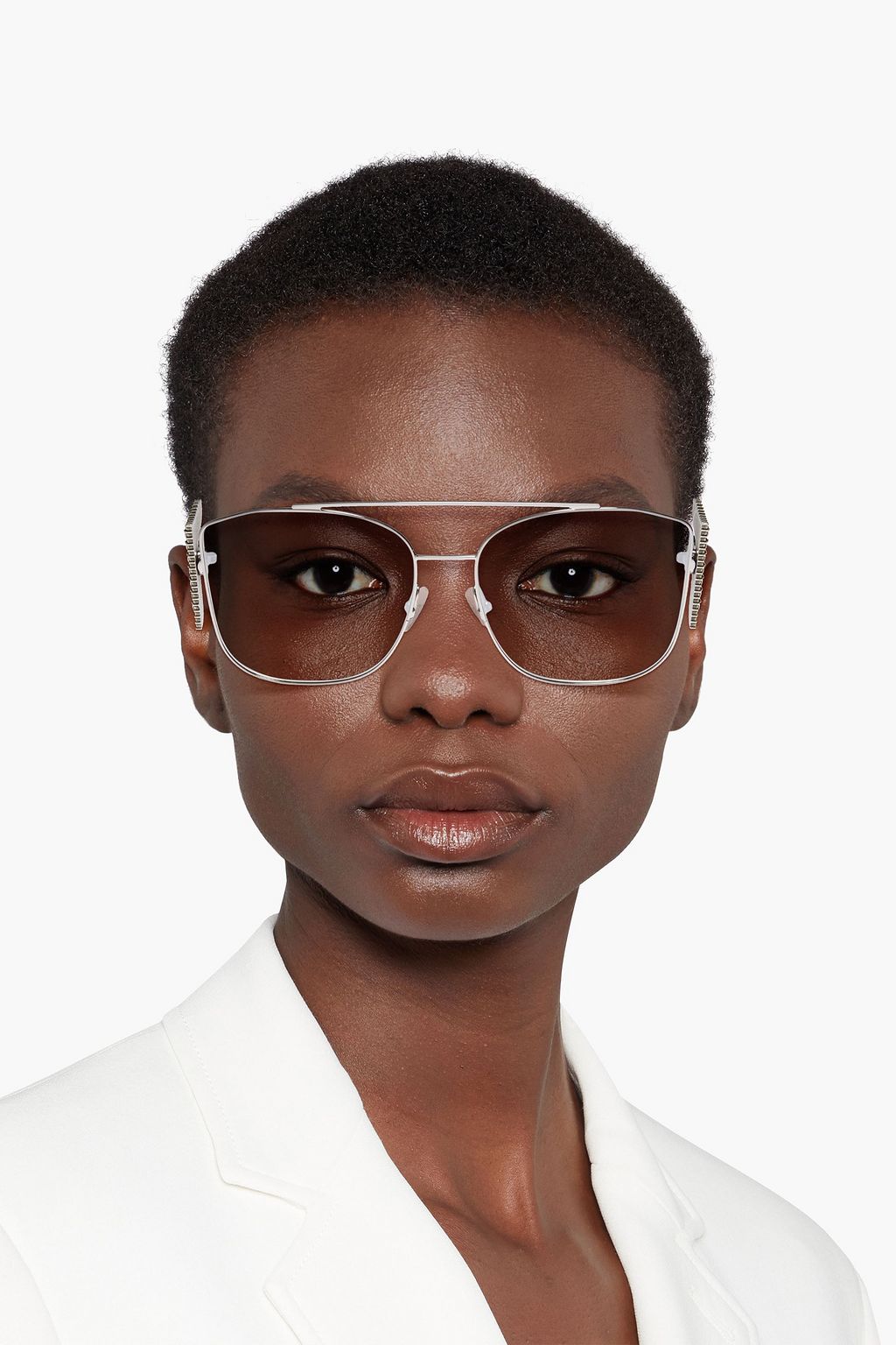 FENDI Square-frame silver-tone sunglasses | THE OUTNET