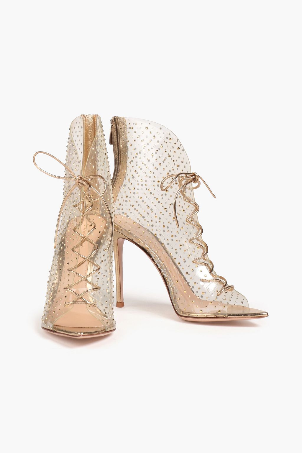 GIANVITO ROSSI Elly perforated embellished PVC ankle boots