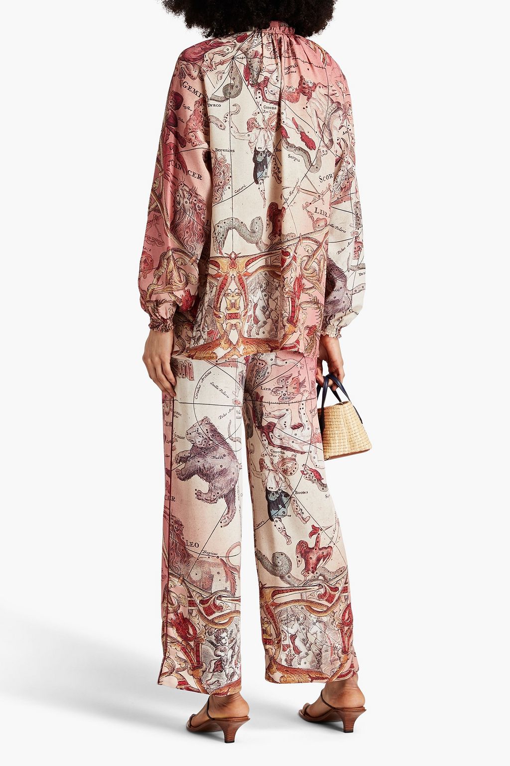 F.R.S. FOR RESTLESS SLEEPERS Elio bedruckte Hose mit weitem Bein aus Seidensatin