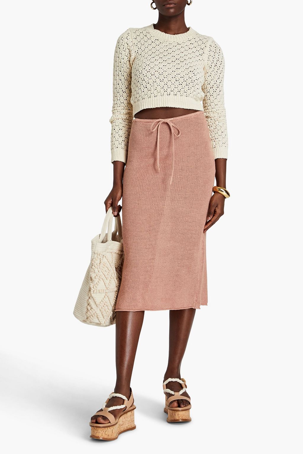 ONIA Linen midi skirt