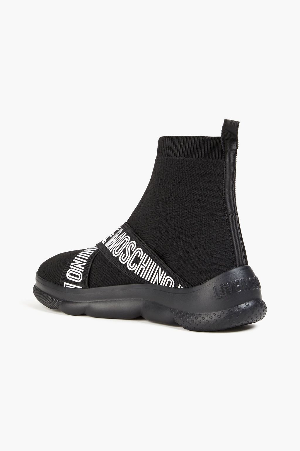 LOVE MOSCHINO Printed textured-knit high-top sneakers