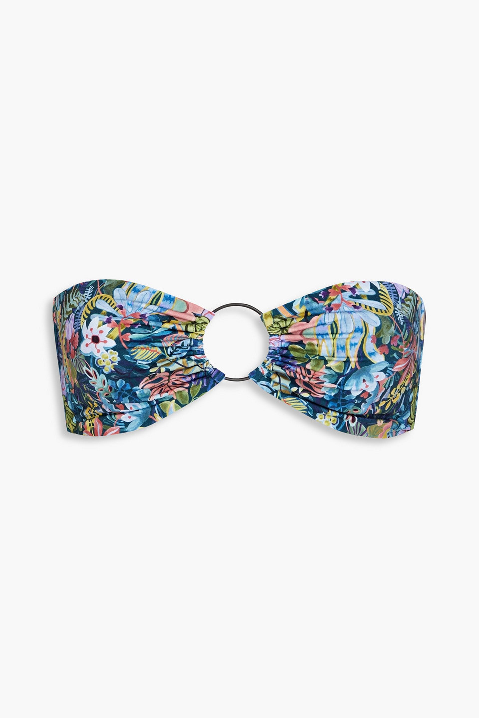 Onia Printed Bandeau Bikini Top In Navy