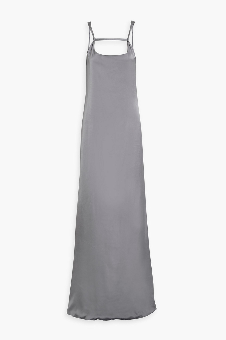 Jacquemus Mentalo Open-back Satin Maxi Dress In Gray