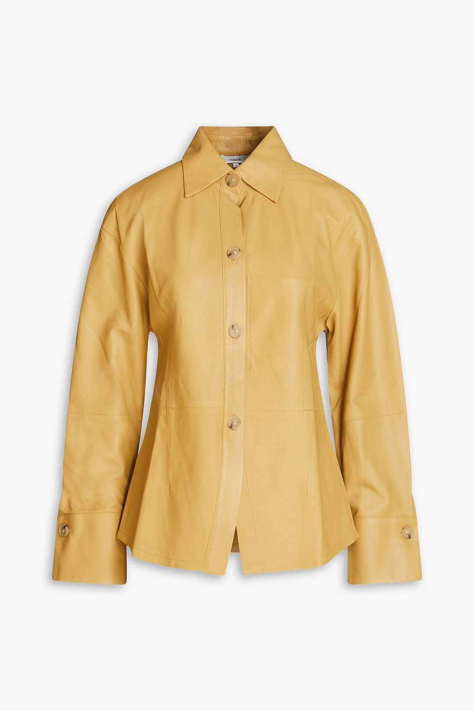Vince Gathered Leather Jacket In Mustard ModeSens