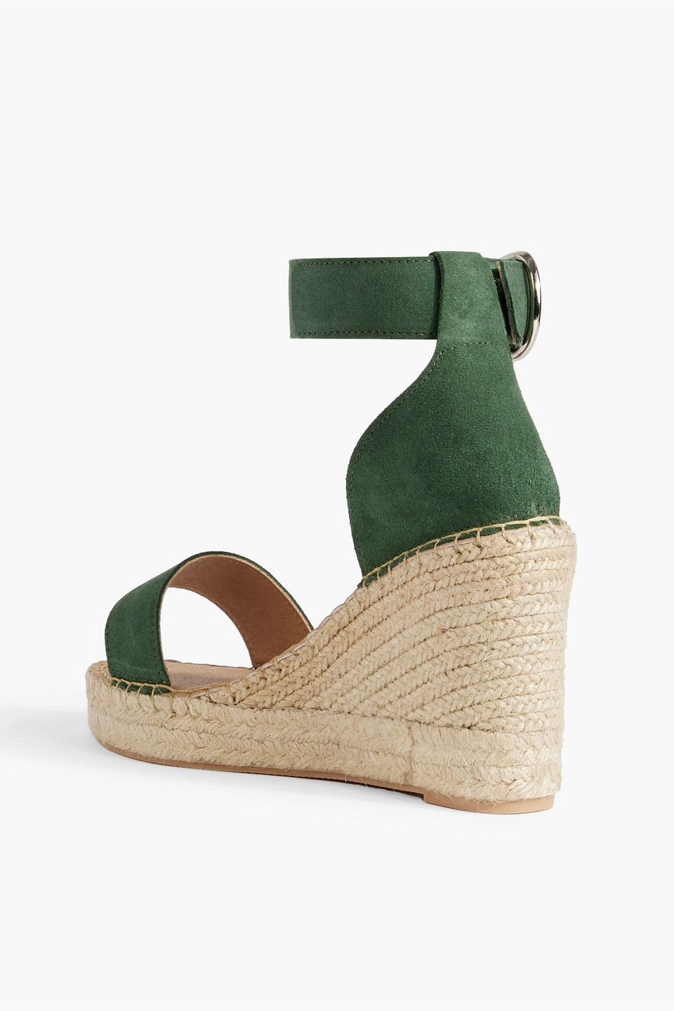 Shop Iris & Ink Gaby Suede Espadrille Wedge Sandals In Green