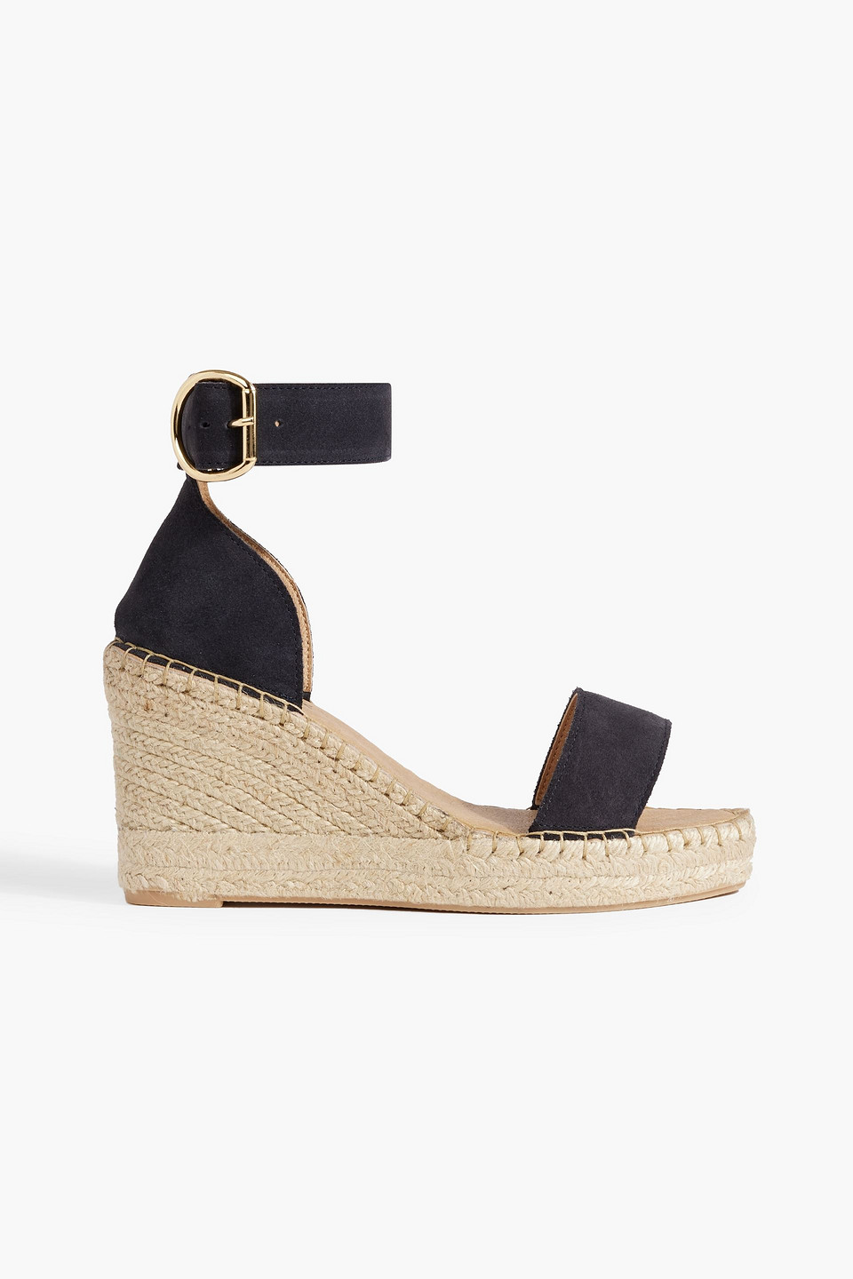 Iris & Ink Gaby Suede Espadrille Wedge Sandals In Midnight Blue