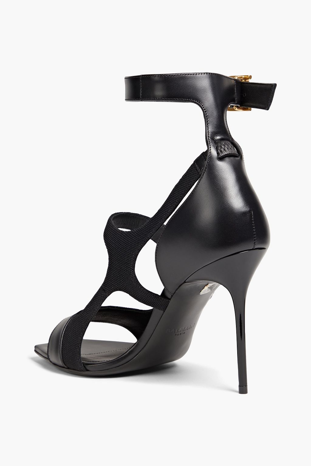 BALMAIN Leather and mesh sandals