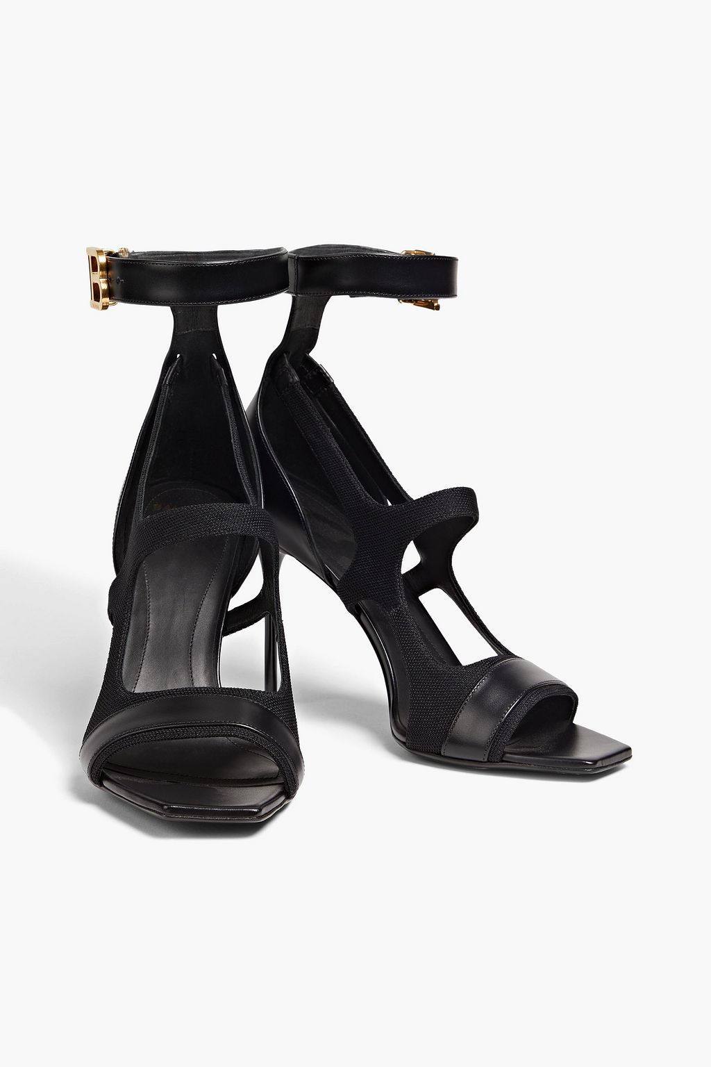 BALMAIN Leather and mesh sandals
