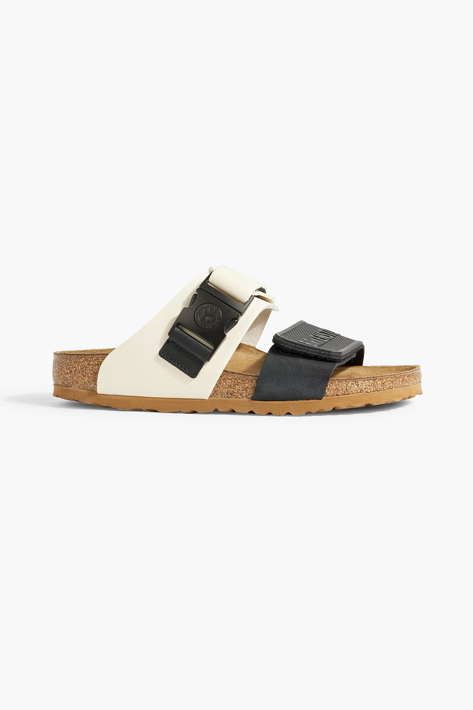Rick Owens Rotterdam Two-tone Embossed Rubber And Leather Sandals In Cream