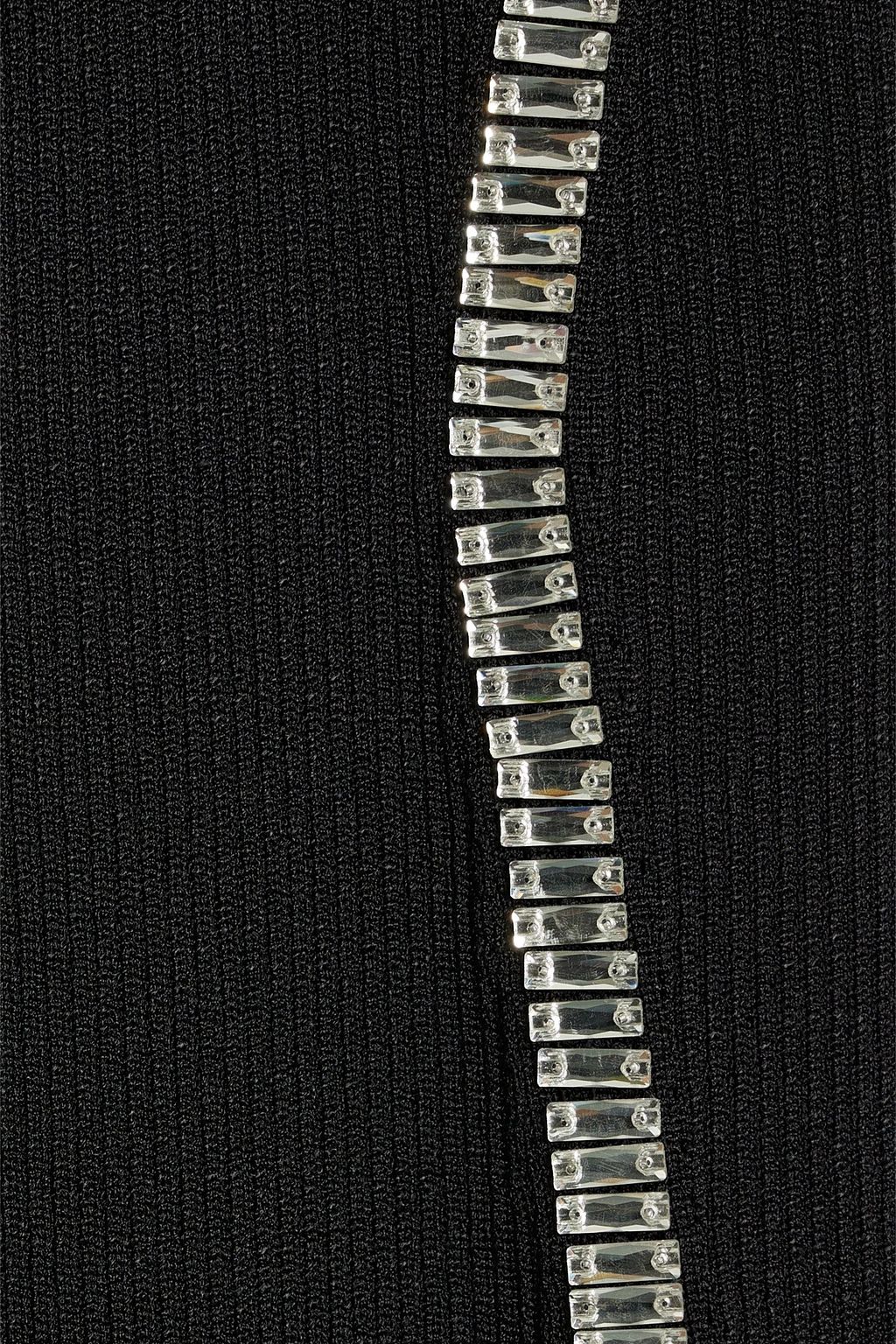 BALMAIN Crystal-embellished ribbed-knit mini dress