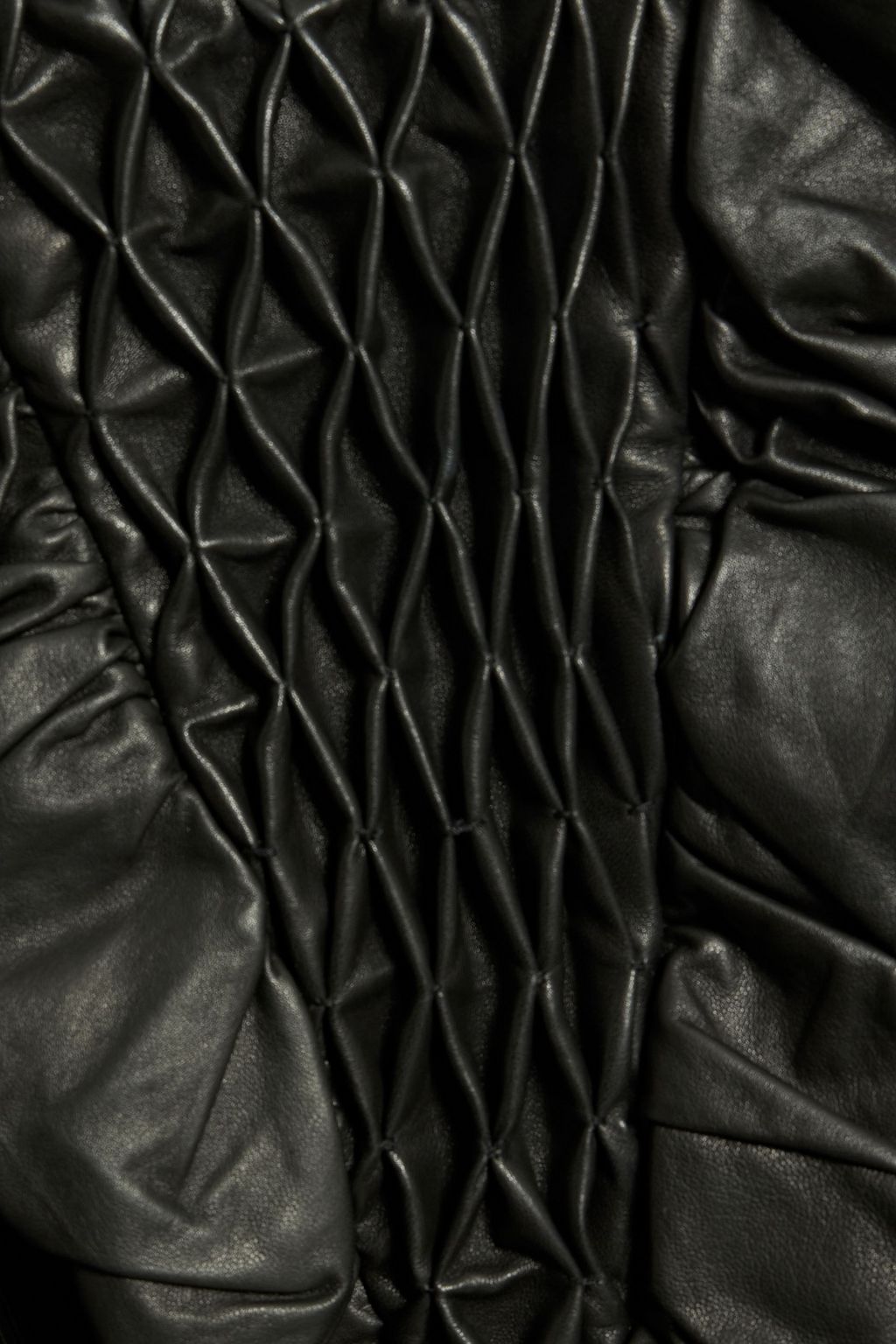 BALMAIN Ruffled quilted leather mini dress
