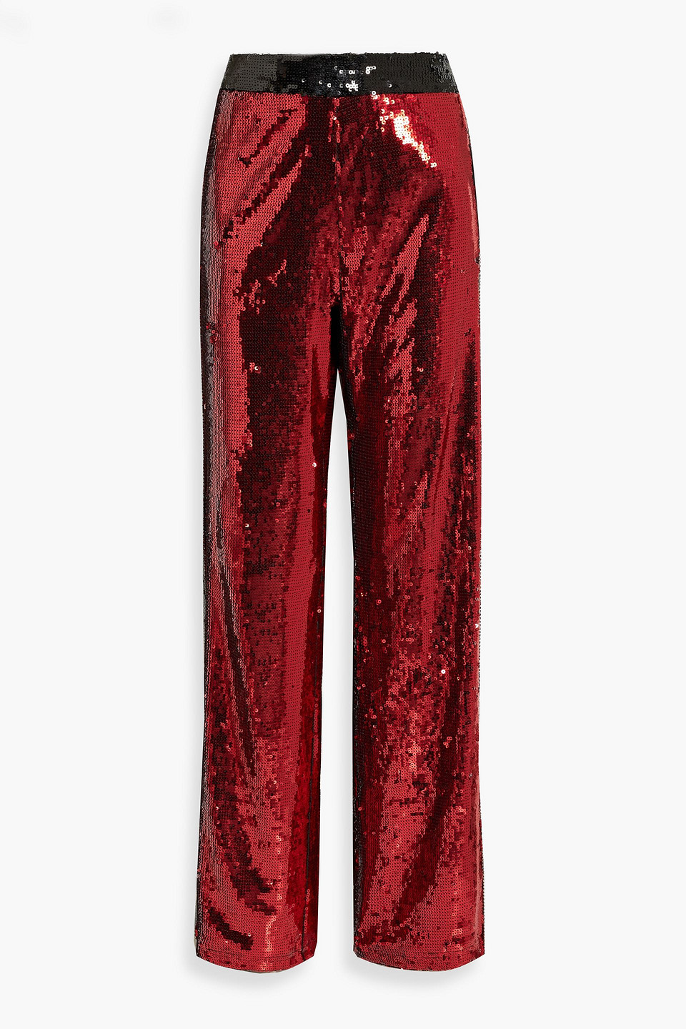 Balmain Embellished Tulle Wide-leg Pants In Red