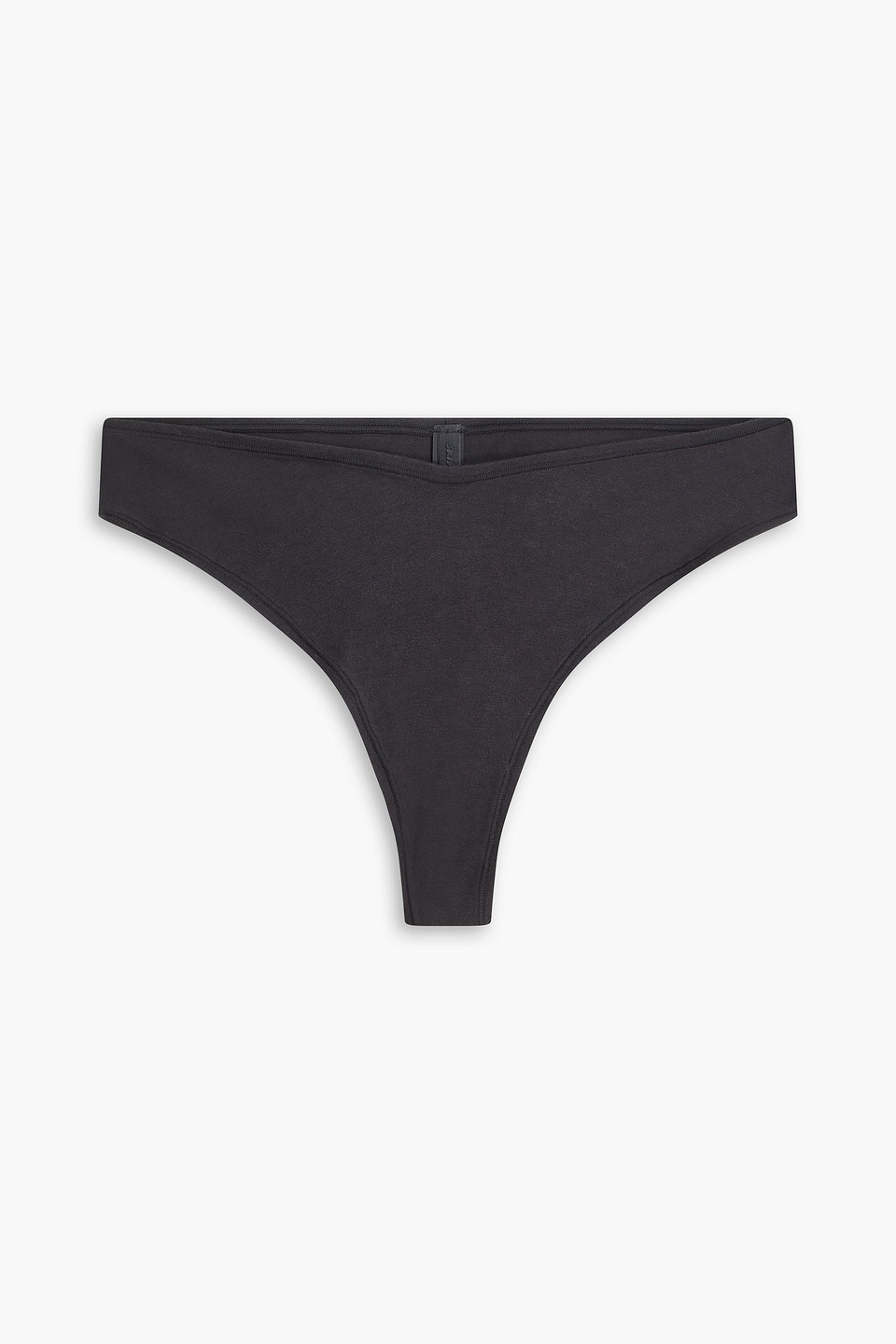 skims - cotton-blend jersey thong - black - 4xl
