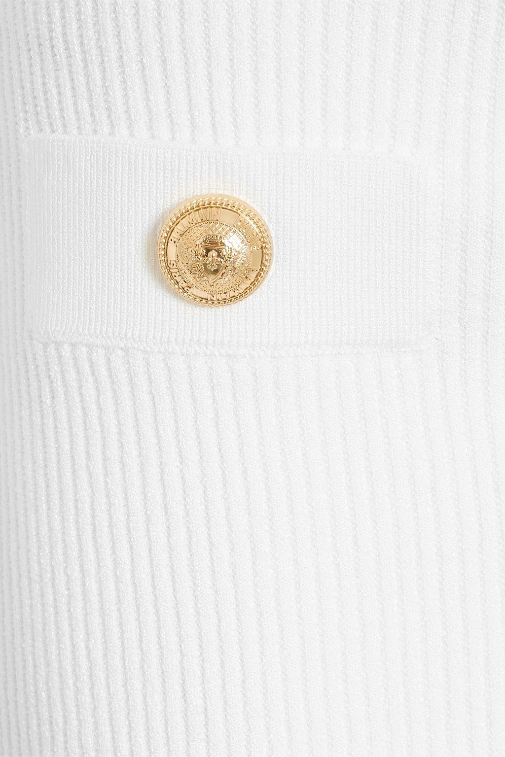 BALMAIN Cold-shoulder layered ribbed-knit mini dress