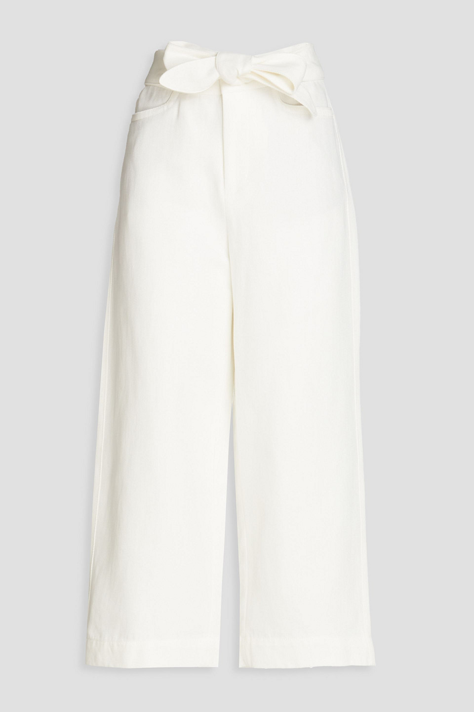 Vince Cotton And Linen-blend Chambray Culottes In White