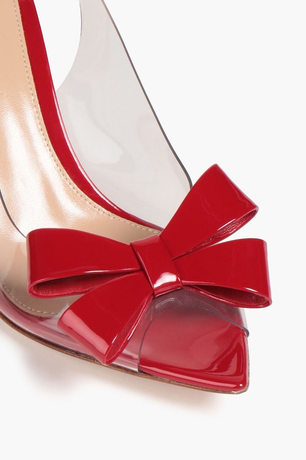 GIANVITO ROSSI Bow-embellished PVC and patent-leather slingback pumps
