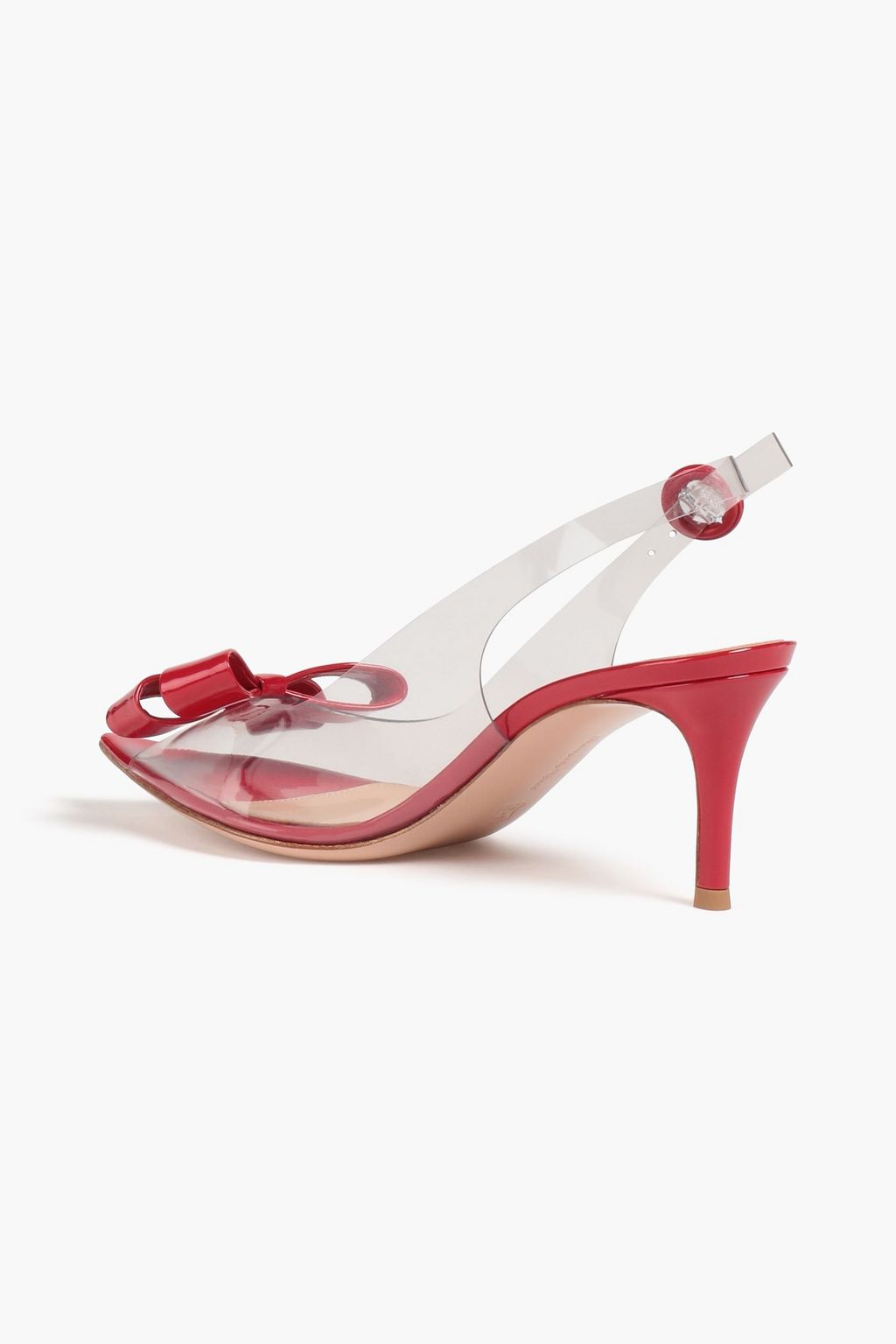 GIANVITO ROSSI Bow-embellished PVC and patent-leather slingback pumps