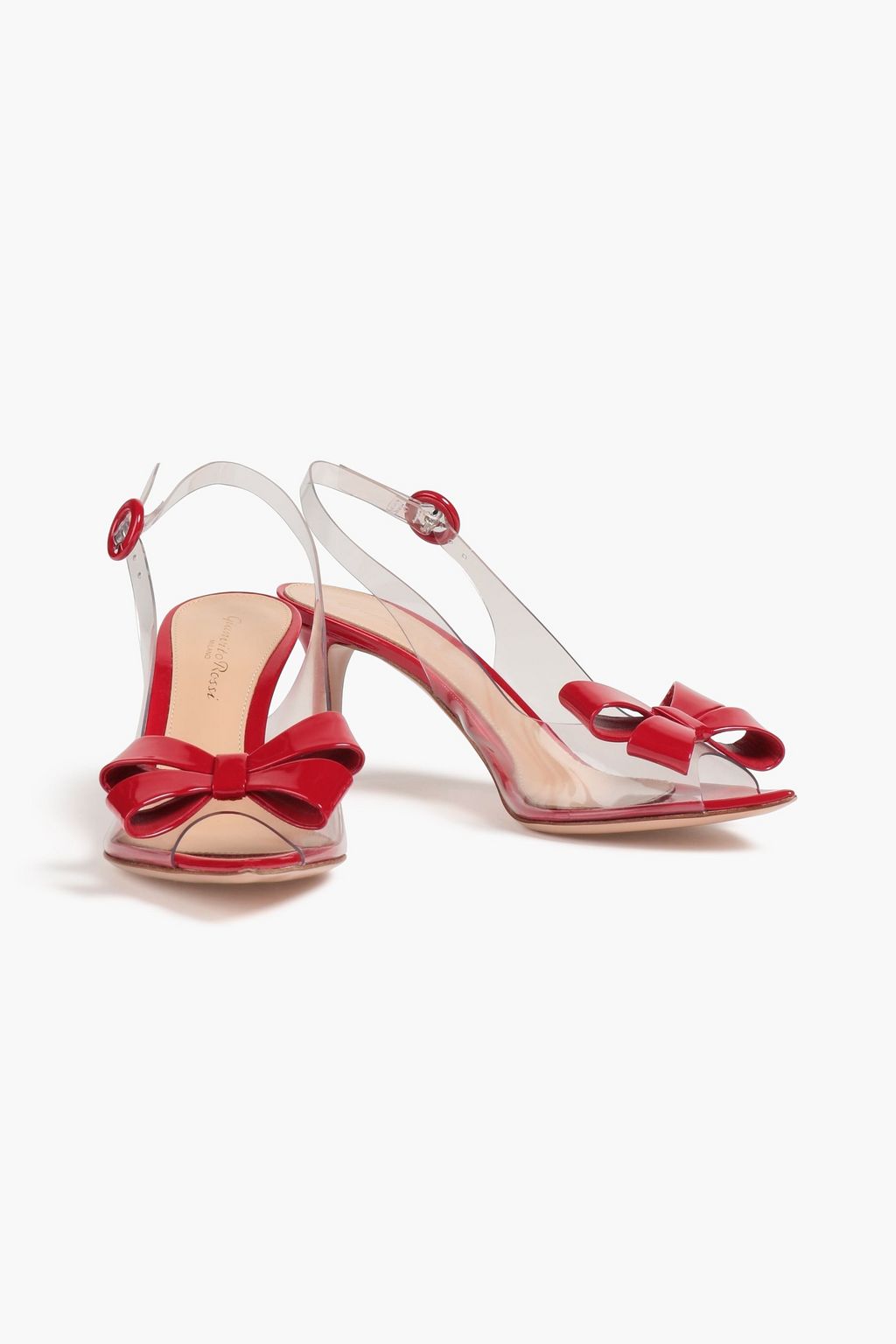 GIANVITO ROSSI Bow-embellished PVC and patent-leather slingback pumps