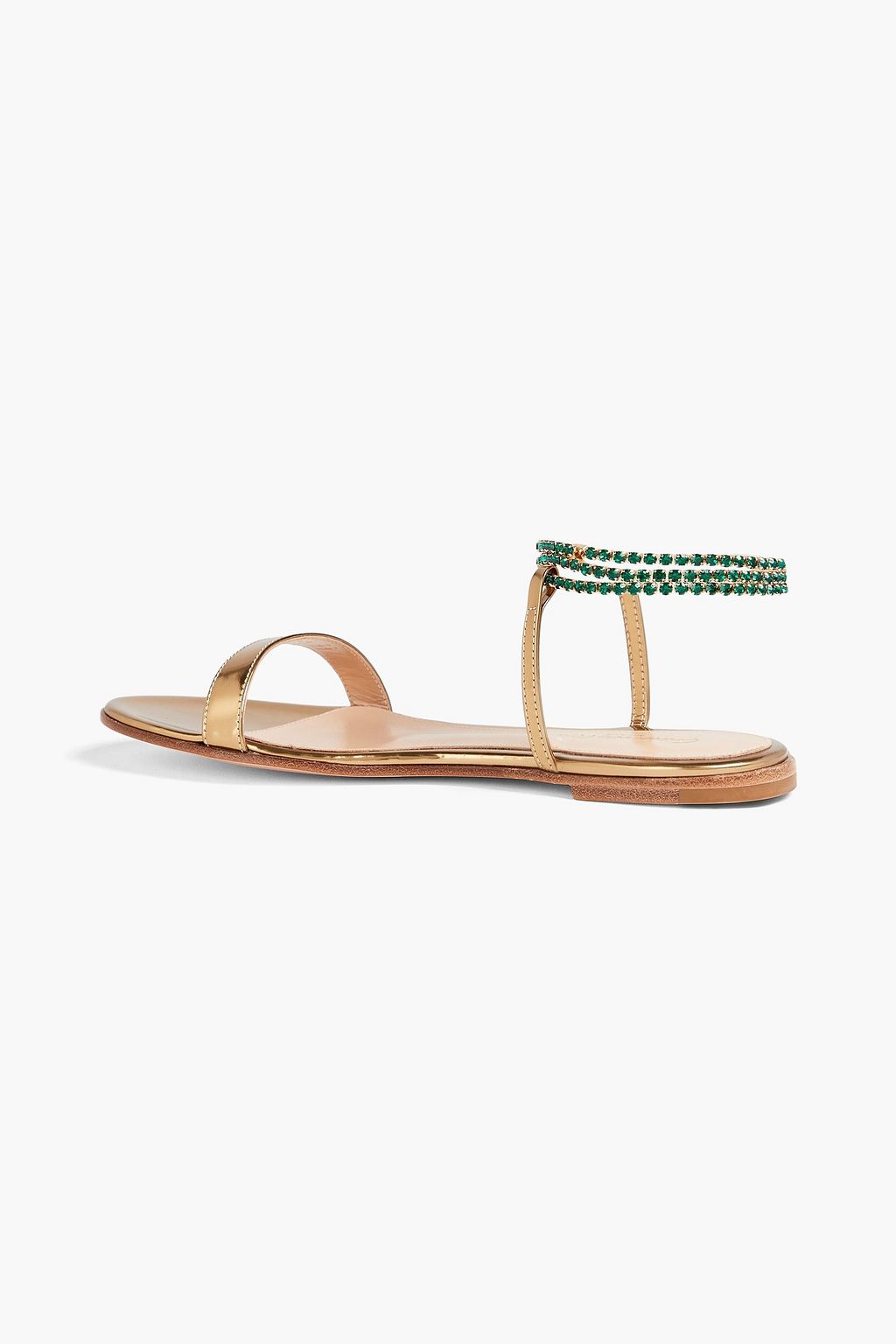 GIANVITO ROSSI Embellished mirrored-leather sandals