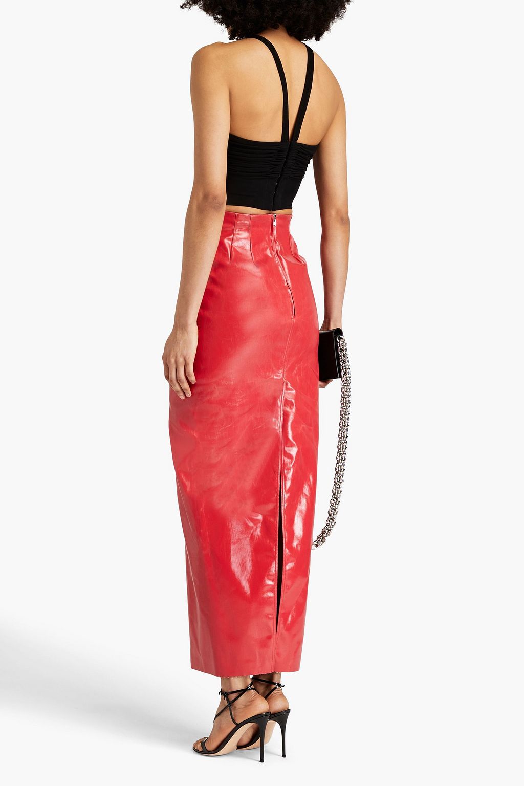 RICK OWENS Pillar coated-canvas maxi pencil skirt