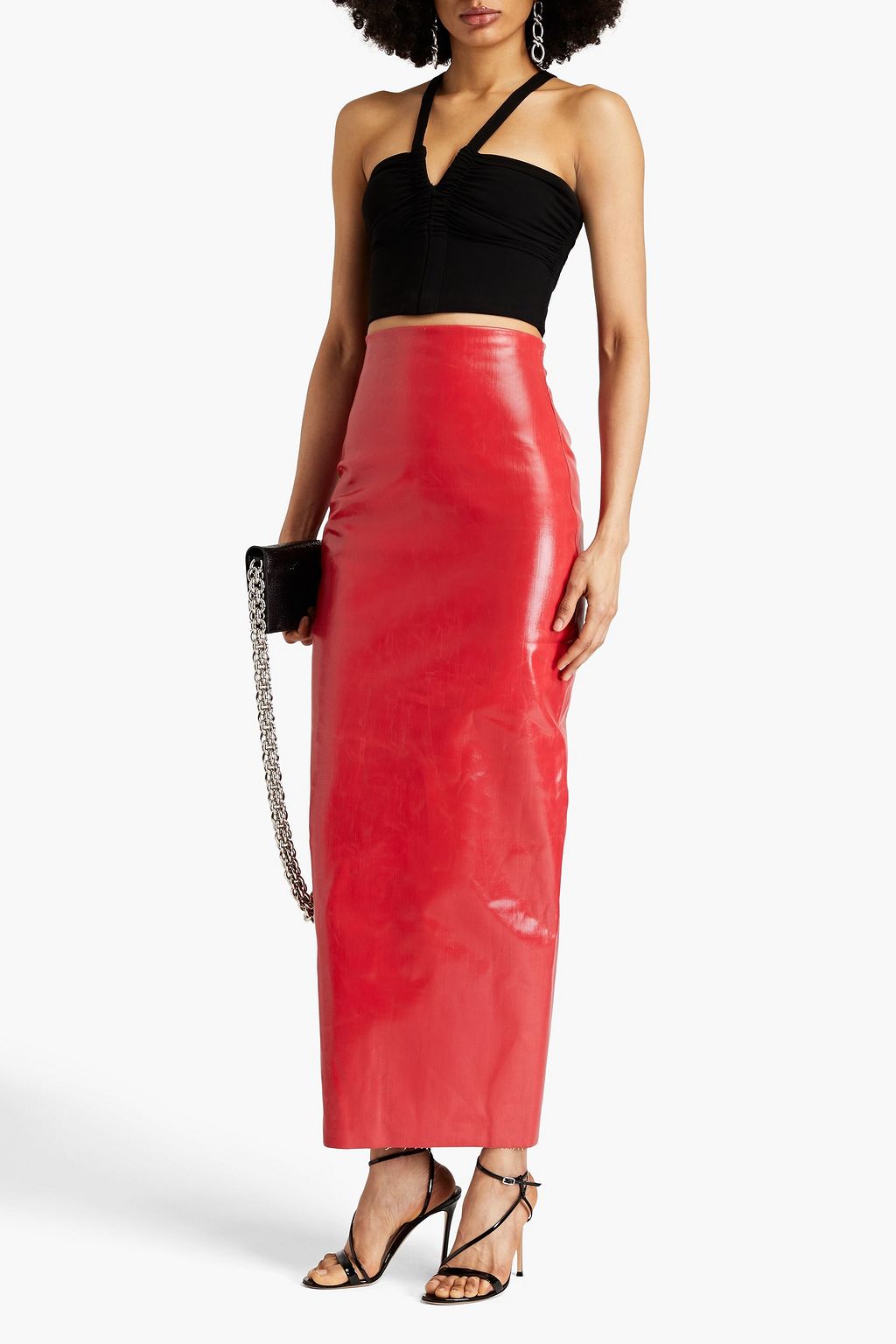 RICK OWENS Pillar coated-canvas maxi pencil skirt