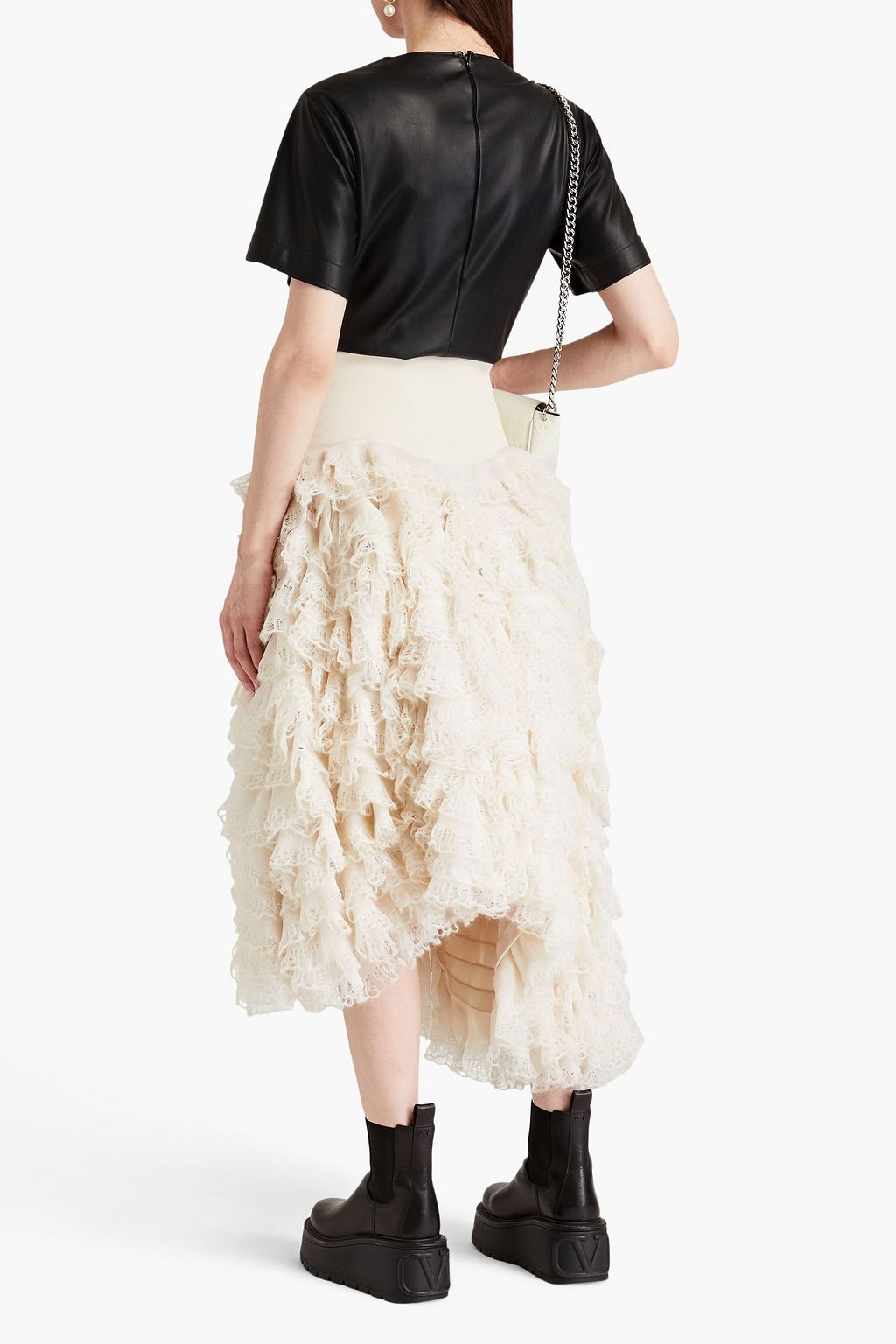 MCQUEEN Tiered knitted midi skirt
