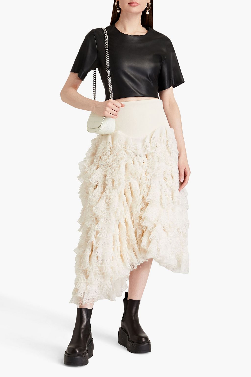 MCQUEEN Tiered knitted midi skirt