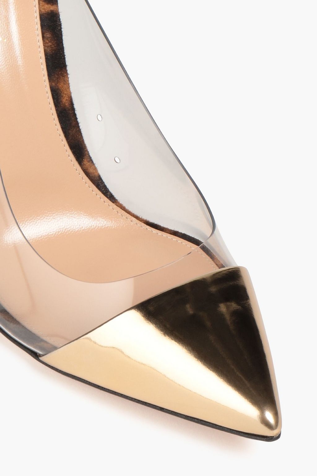 GIANVITO ROSSI Plexi leopard-print suede, PVC and mirrored-leather pumps