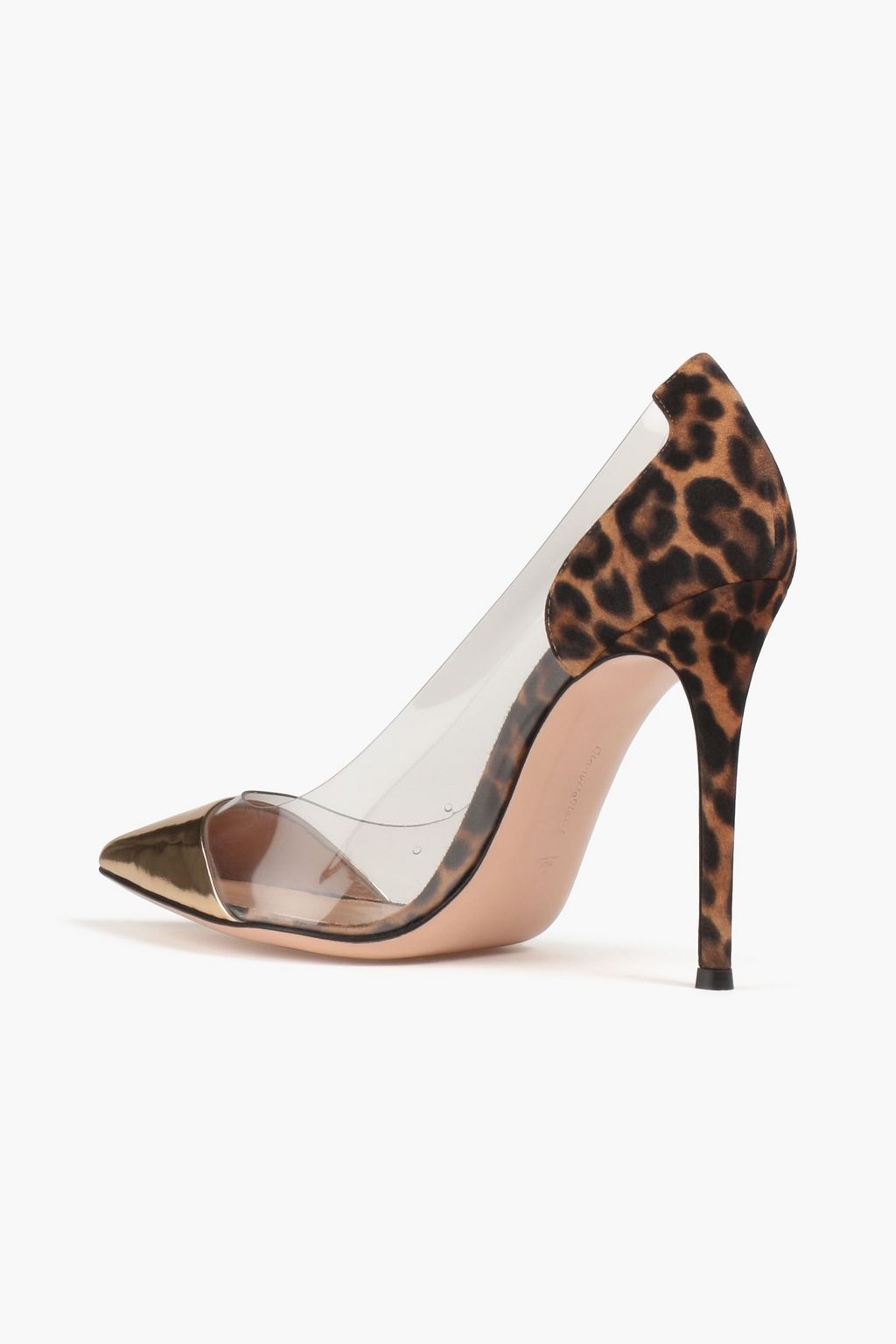 GIANVITO ROSSI Plexi leopard-print suede, PVC and mirrored-leather pumps