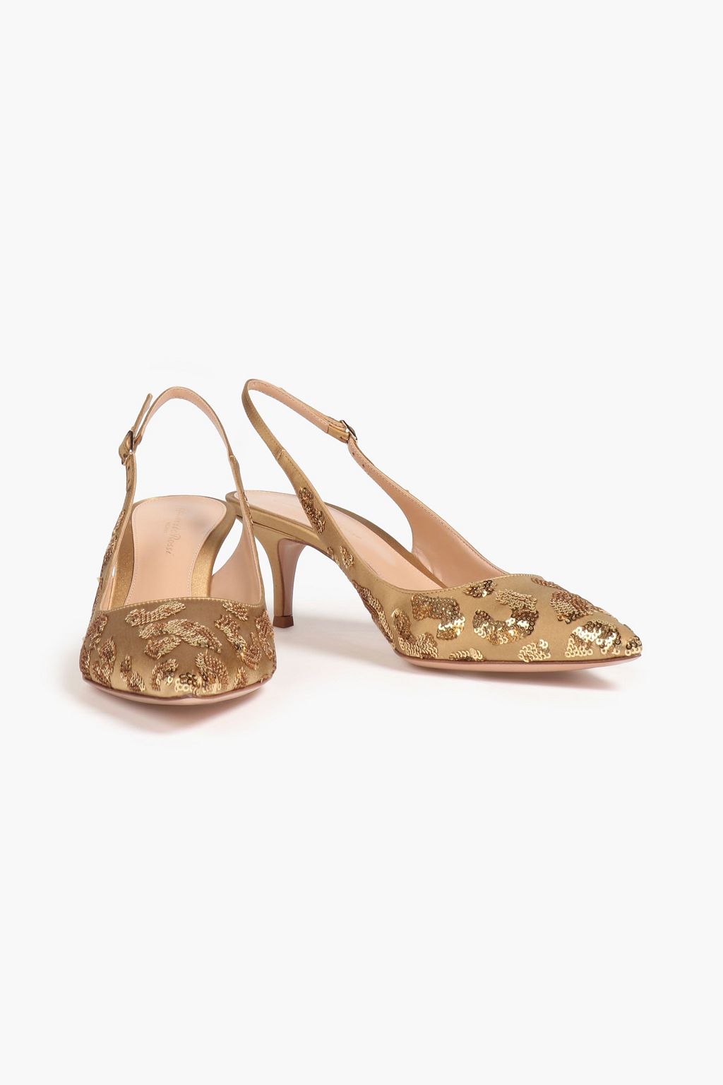 GIANVITO ROSSI Daze sequin-embellished satin slingback pumps