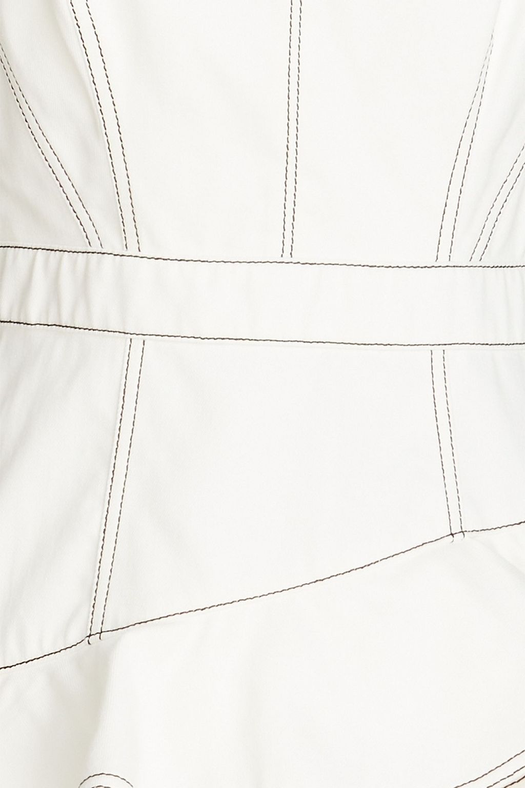 MCQUEEN Ruffled topstitched denim dress