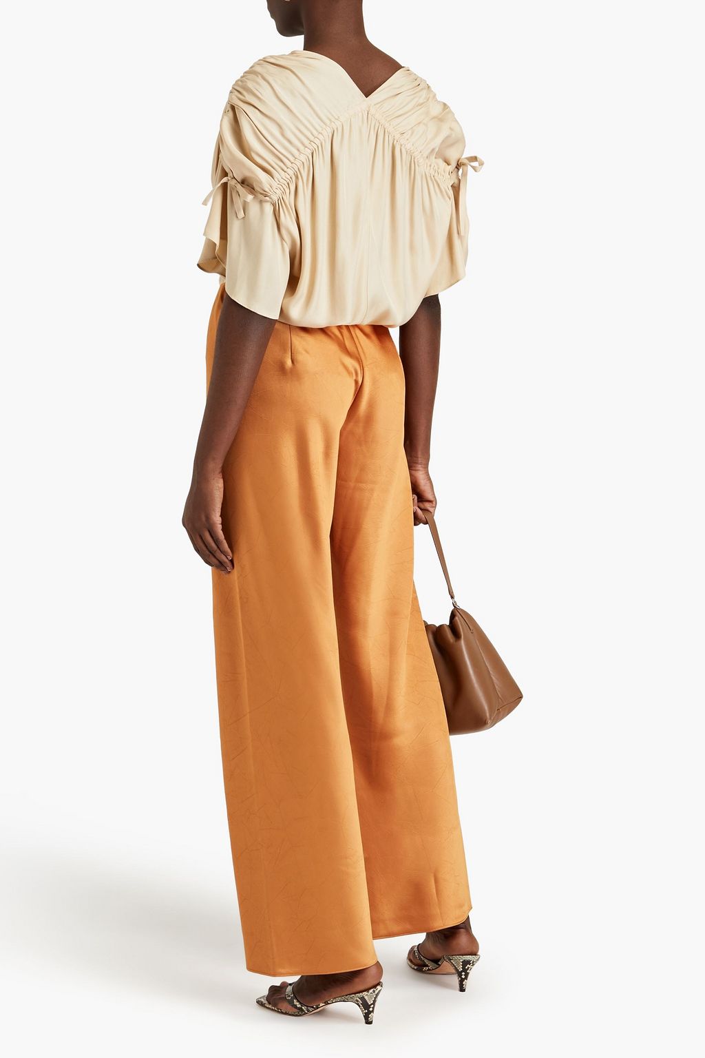 VINCE. Crinkled satin wide-leg pants