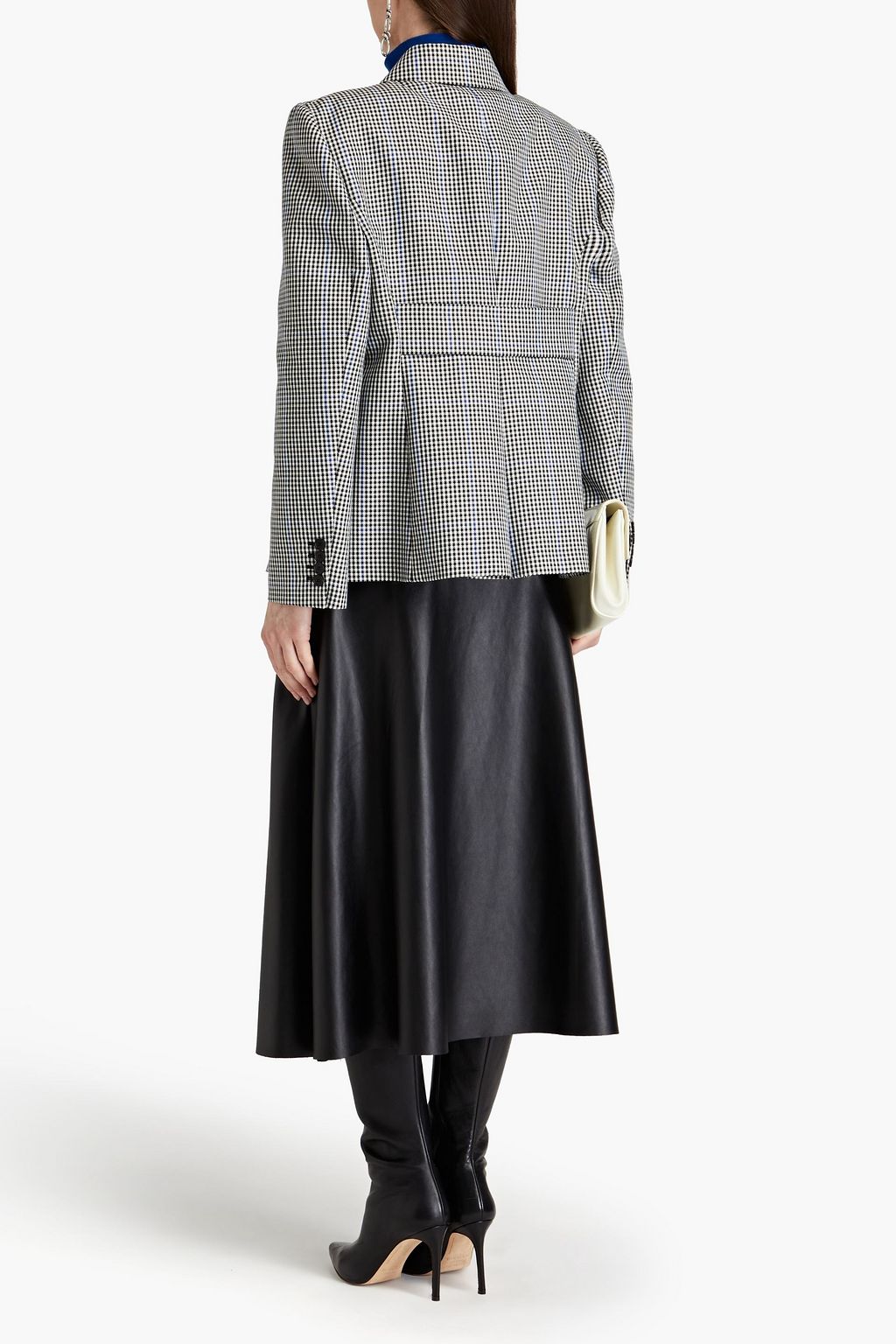 MCQUEEN Double-breasted houndstooth woven blazer
