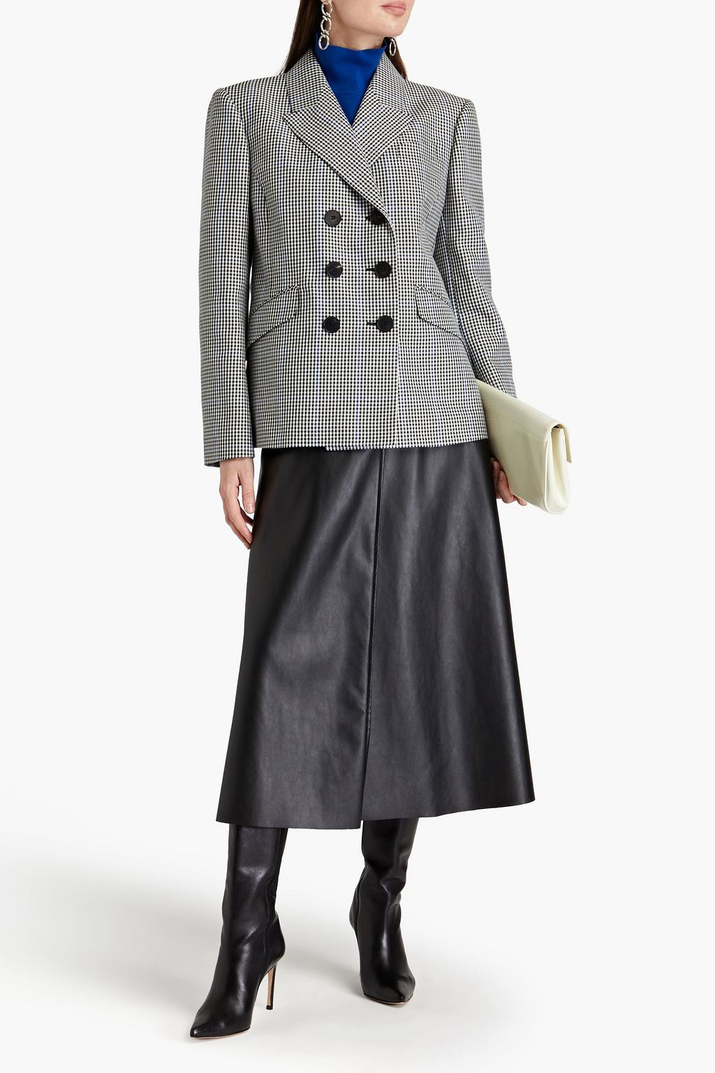 MCQUEEN Double-breasted houndstooth woven blazer