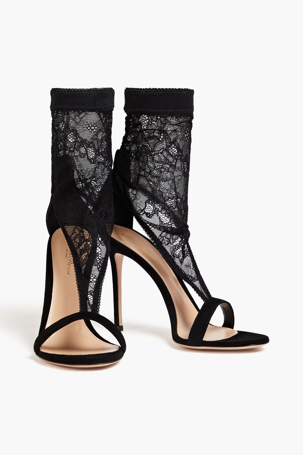 GIANVITO ROSSI Isabella suede and lace sandals