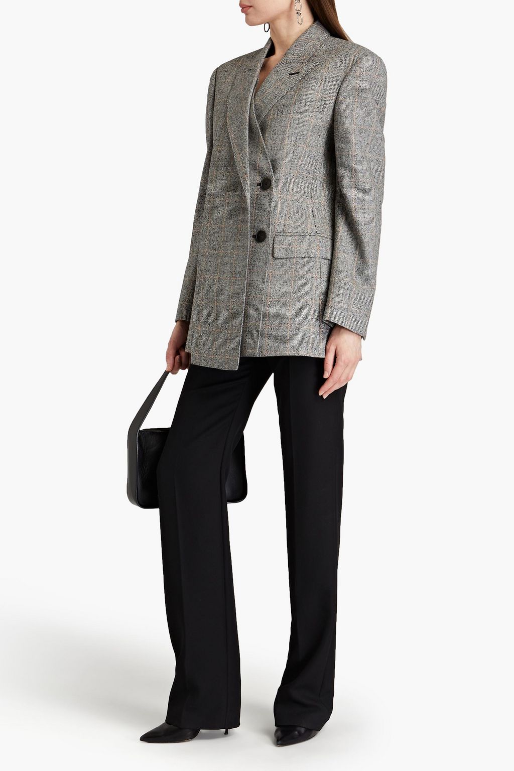 MCQUEEN Double-breasted Prince of Wales checked wool-blend blazer