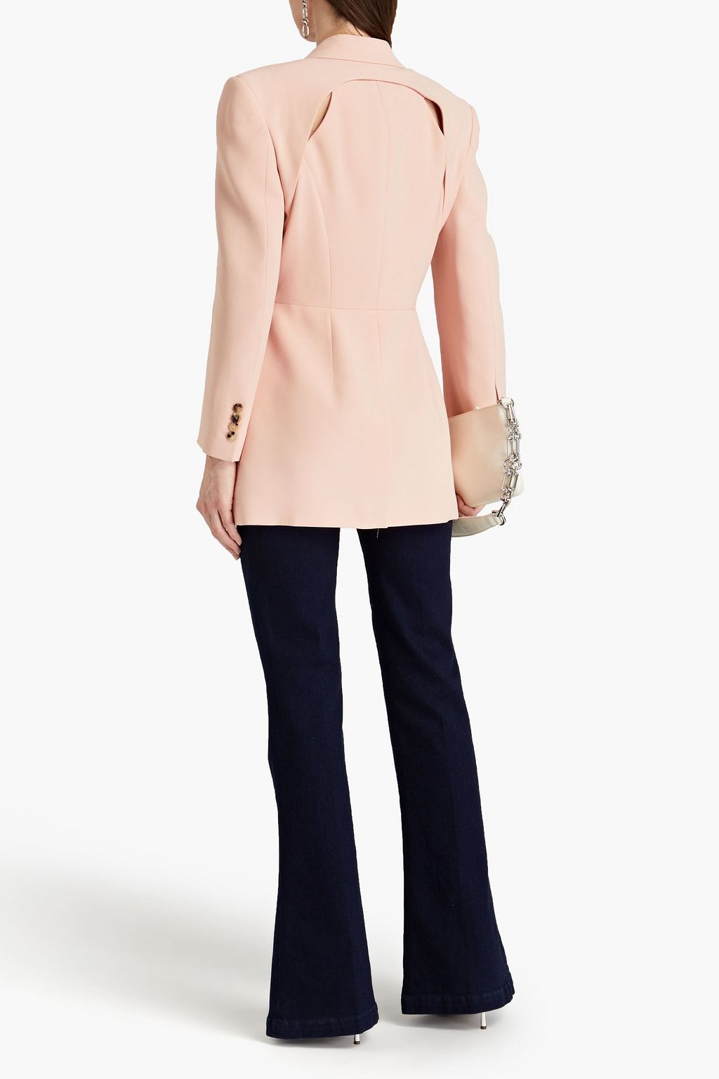 MCQUEEN Cutout layered crepe blazer