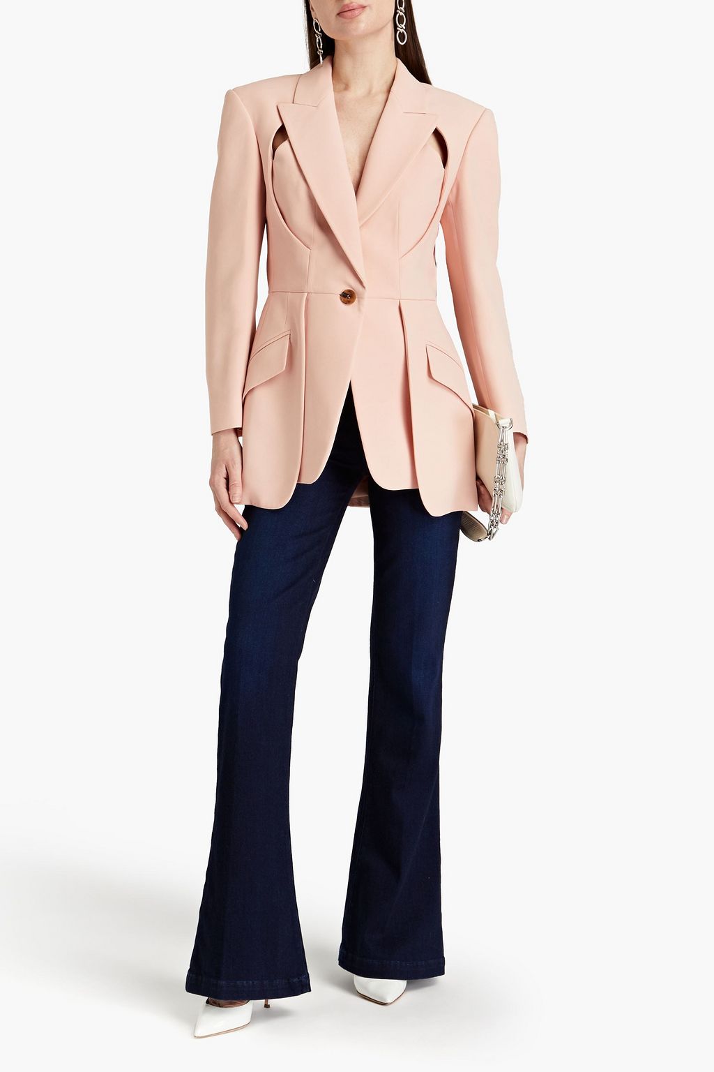 MCQUEEN Cutout layered crepe blazer