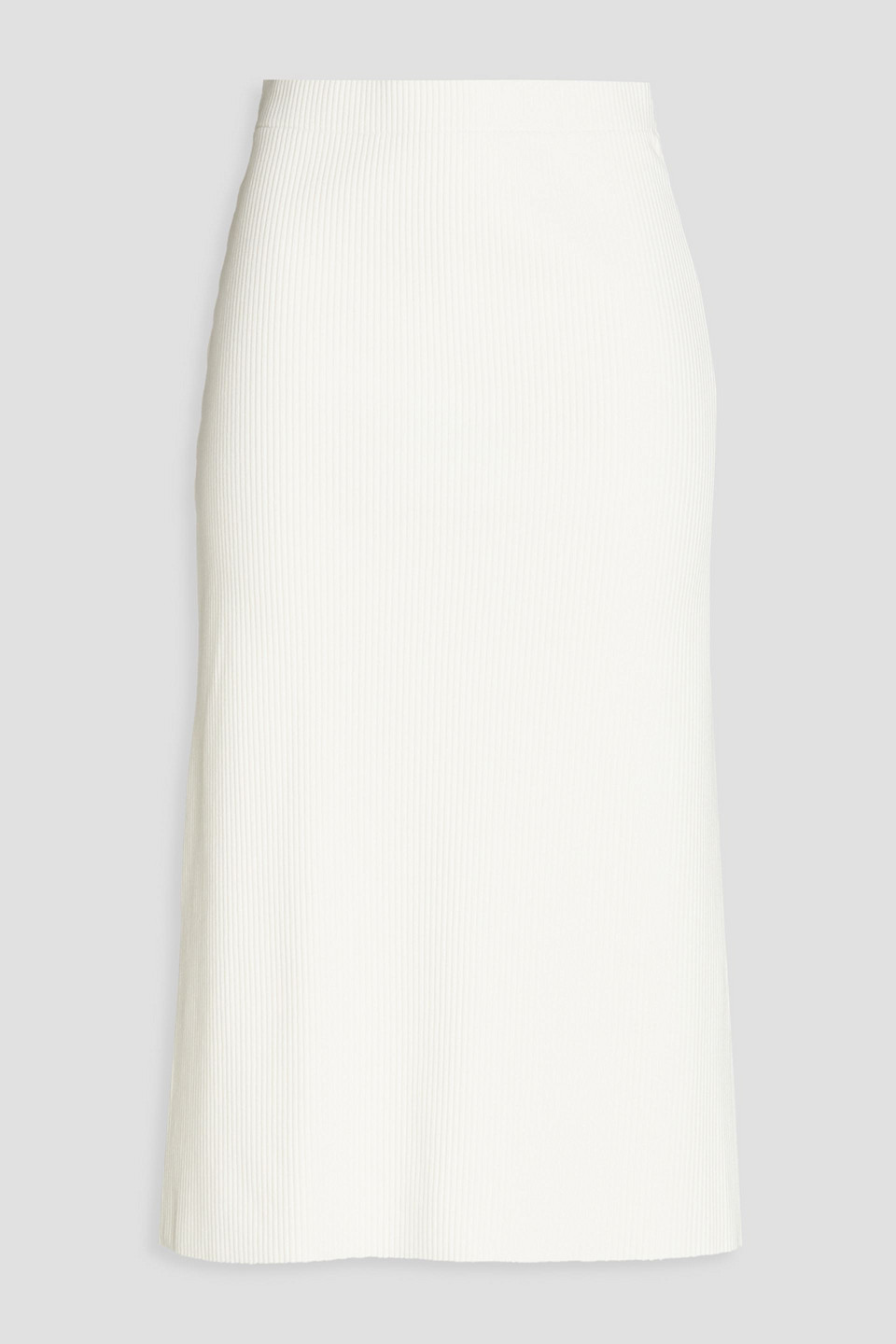 Shop Vince Ribbed-knit Midi Skirt In White