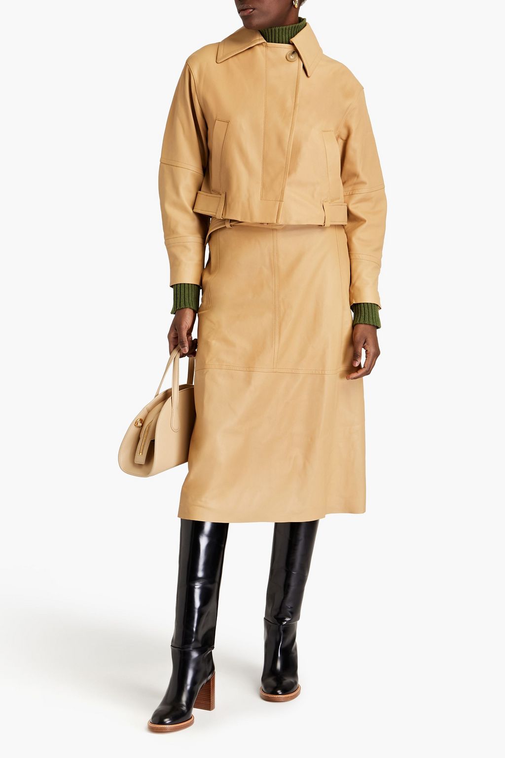 VINCE. Cropped leather jacket