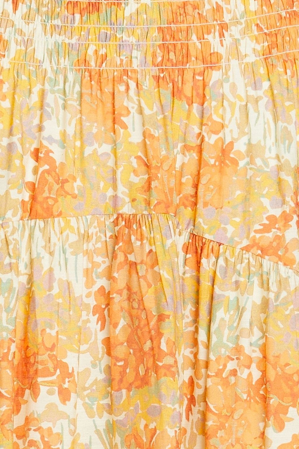 VINCE. Shirred floral-print gauze midi skirt