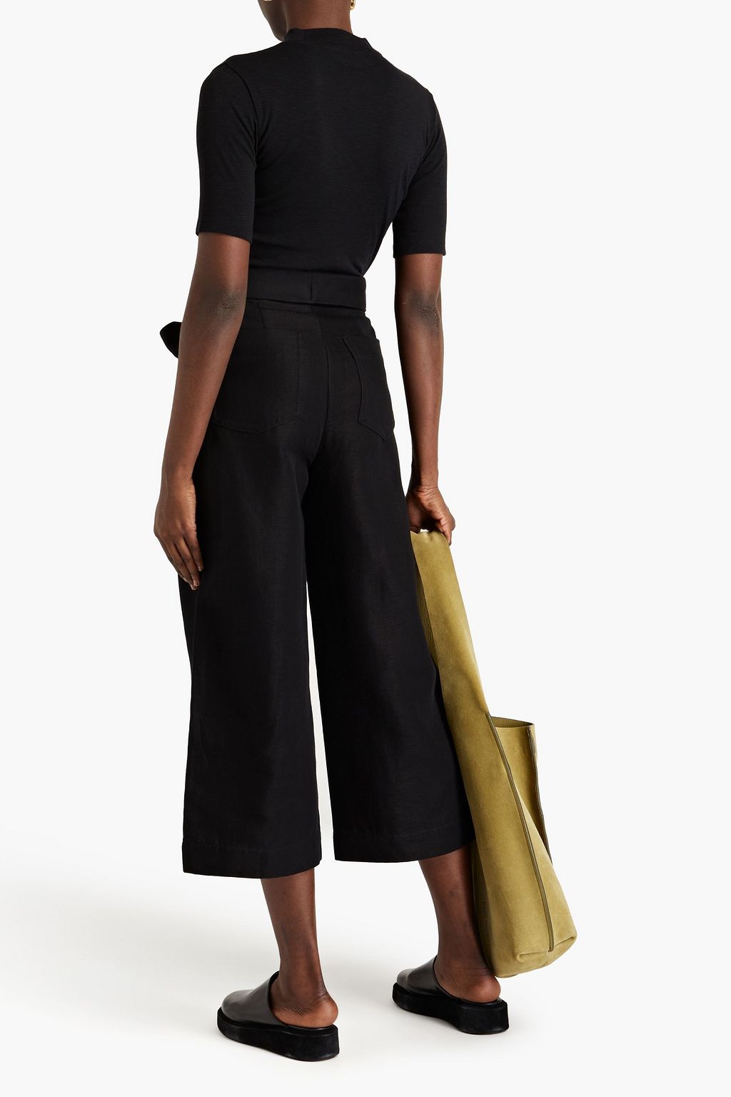 VINCE. Cotton and linen-blend chambray culottes