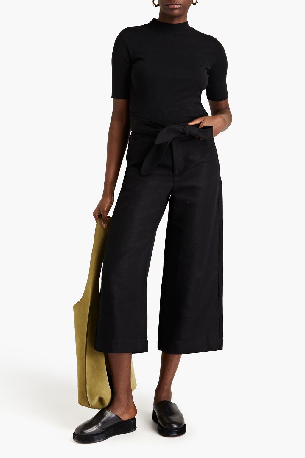 VINCE. Cotton and linen-blend chambray culottes