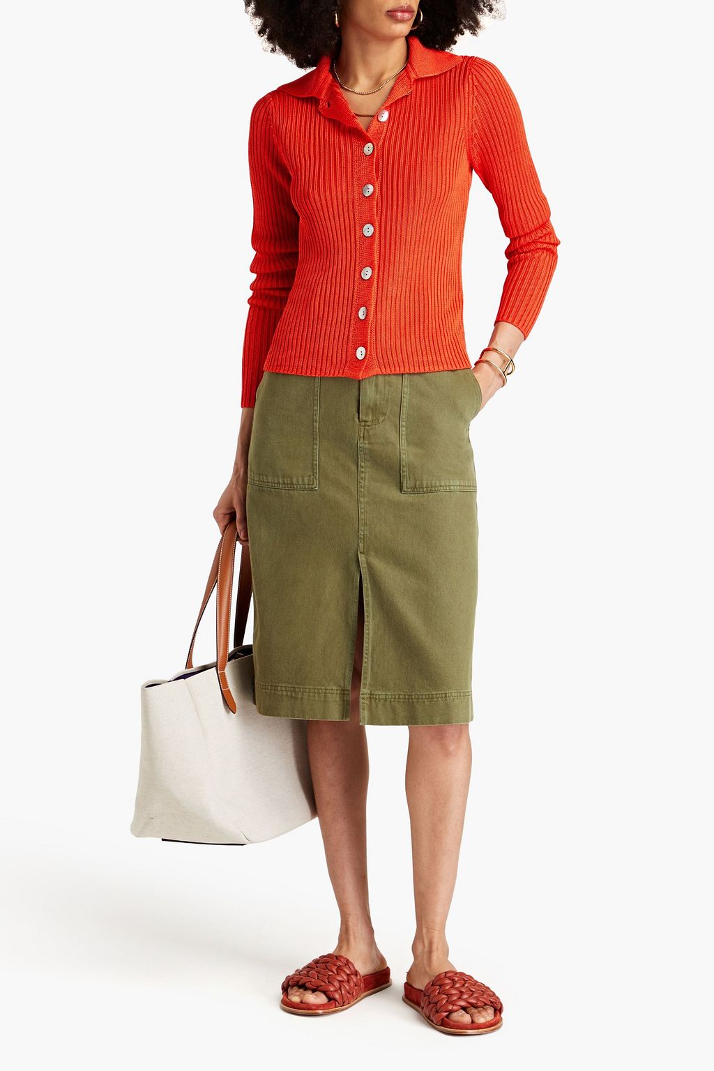 VINCE. Ribbed-knit cardigan