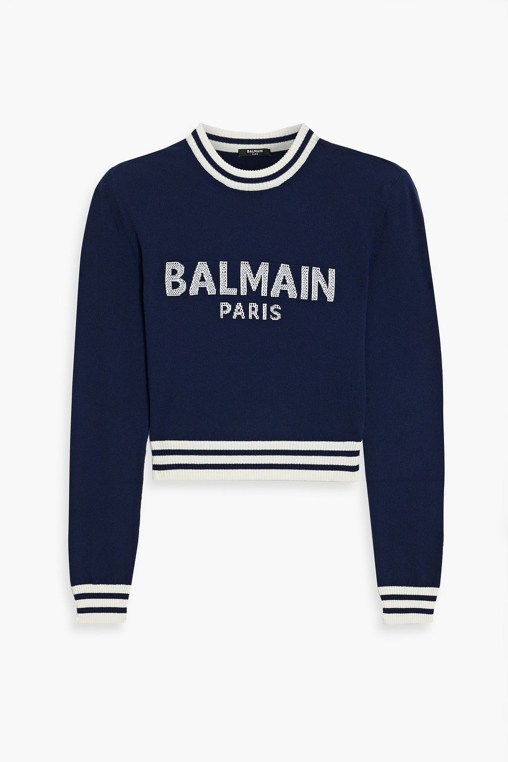 Crew necks Balmain - Mini monogram jacquard knitted pullover