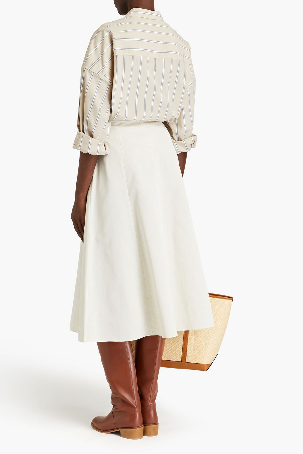VINCE. Cotton-blend ottoman midi skirt